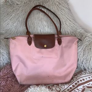 AUTH Large Longchamp Le Pliage Tote Pink Nylon💖💕
